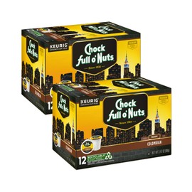 Chock Full o'Nuts Colombian Coffee, Compatible with Keurig K-Cup Pods, 12 CT (Pack of 2)