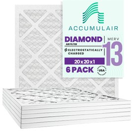 Accumulair Diamond 20x20x1 Air Filter - (19.75 x 19.75) MERV 13 Air Filter/Furnace Filters (6-Pack)