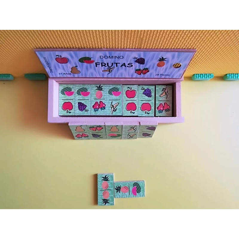 Domino Dominó Frutas Madera , Educativo, Didáctico