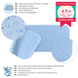 Pumpko® Non-Slip Bath Mat Made of Natural Rubber | 36 x 97 cm | Blue | Extra Long Bath Mat | Non-Slip Mat for Bathtub