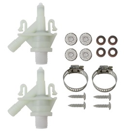 2Pack 385311641 RV Toilet Water Valve Kit Replacement for Dometic and Sealand 300, 301, 310, 311, 320, 321 Series Pedal-Flush Toilets Camper Trailer RV Toilet, Includes Hose Clamp and Fasteners