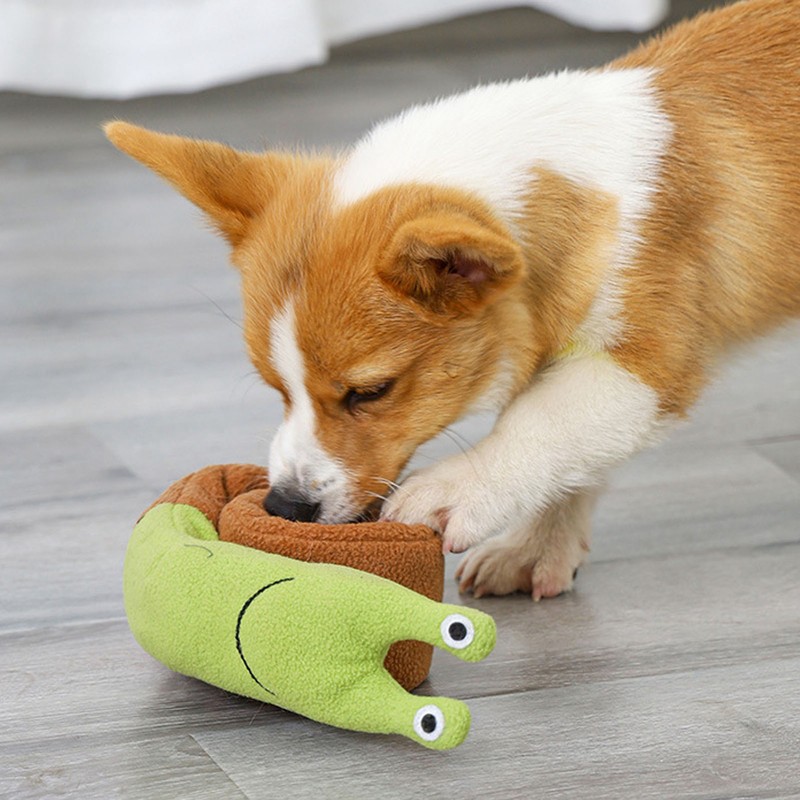Snail Squeaky Dog Toys Polyester Teething Puzzle Interactive Puppy Chew