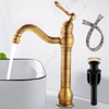 Single Hole Tall Bathroom Faucet Antique Brass Bathroom Vessel Sink