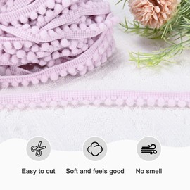 M METERXITY 2-Pack Pom Pom Ball Fringe Trim, 10 Yards 5mm Ball Fringe Trim Ribbon Sewing Accessory for Home Decoration/DIY Crafts/Curtain/Pillow [Light Purple]