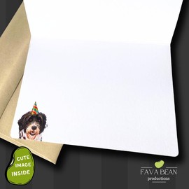 Fava Bean Productions Happy Birthday Card with Dogs, Portuguese Water Dog Card (1 Premium Card, 5x7 inches, Blank Inside) Dog Themed Birthday Card, Happy Birthday from Dog, Cute Birthday Card - 328