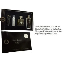 Armaf Club De Nuit 4-Piece Gift Set | EDT 3.4 oz Body Spray, Shower Gel, Shampoo