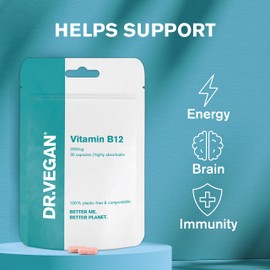 DR.VEGAN Daily Vitamin B12, 2000ug | 30 Vegan Capsules | One-A-Day