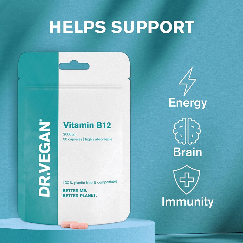 DR.VEGAN Daily Vitamin B12, 2000ug | 30 Vegan Capsules |