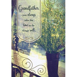 Designer Greetings Flower Pot with Green and Yellow Flowers Father's Day Card for Grandfather