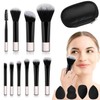 Brochas para Maquillaje, JASUVII 10 Makeup brush set+ 4 Puff,