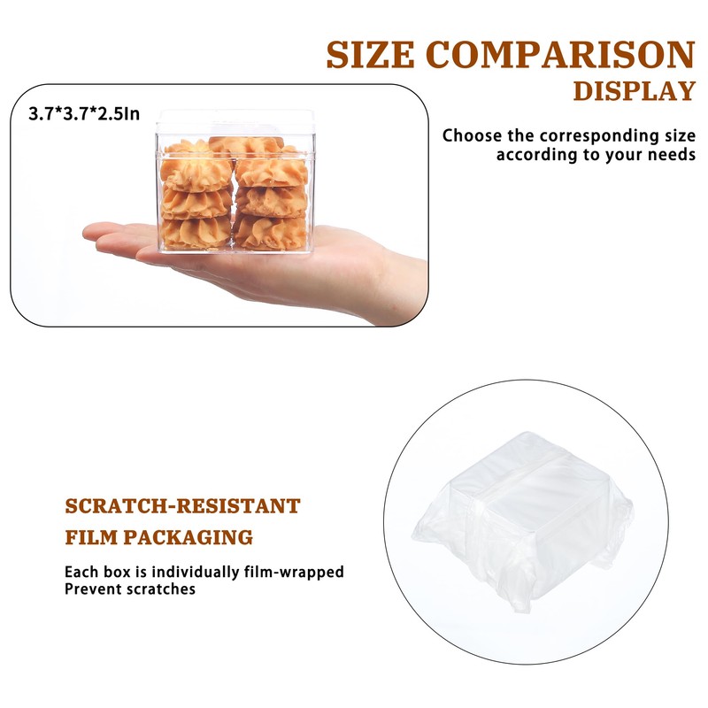 FZJ 50 Pack 15OZ Square Clear Plastic Dessert Cups with