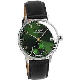 The Stack The STAC Wristwatch, Made in Japan, 1.4 inches (36 mm), Classic Green, Black Strap, Cowhide Leather, Antique Retro, Men's, Women's, Unisex, green, Classic