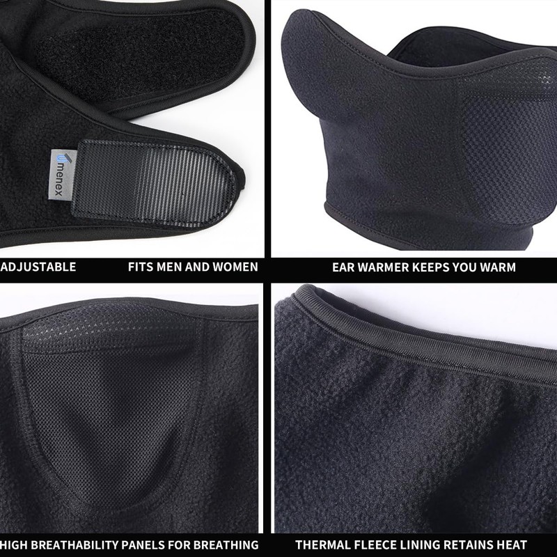 Balaclava Half Face Mask Adjustable Fastener Windproof Men Women for