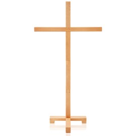 GlikCeil Wood Cross Standing for Outdoor, Extra Large Wall Cross Jesus Christ Catholic Crafted Supplies He Is Risen Ornaments for Easter Wedding Communion Church Home Office(58'',Wood Color)