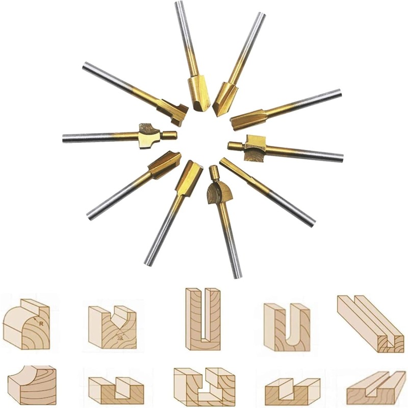 HSS 20PC Router Bit Set HSS & Carbide Engraving, 1/8\