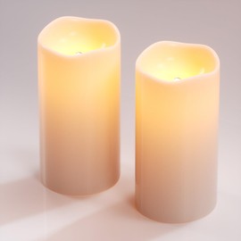 Lasumora Large Solar Powered Candles, Outdoor Rechargeable Flameless Candles, Waterproof LED Light Candles Flickering for Lantern Garden Camping Patio Home Decor Dusk to Dawn 2 PCS 4" x8"