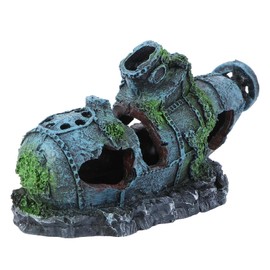 HASANBAY Fish Tank Decoration Aquarium Submarine Ornaments Aquarium Shipwreck Resin Material Sunken Ship Decorations Eco-Friendly Fish Tank Accessories for Betta Medium Fish Tank Decor