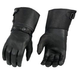 Milwaukee Leather Men's Gauntlet Motorcycle Hand Gloves-Black Leather Long Cuff Snap Closure Thermal Lined-SH264-3X-Large
