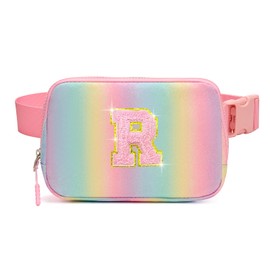 cotmcor Cute Fanny Pack for Girls, Kids Belt Bag Teen Girls Crossbody Waist Bag Gift (Pink Rainbow R)