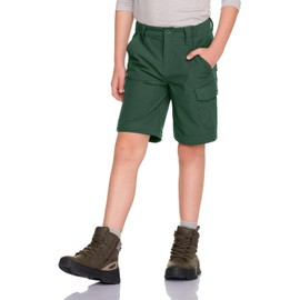 CQR Kids Youth Hiking Cargo Pants, UPF 50+ Quick Dry Convertible Zip Off Pants, Outdoor Camping Pants, Shenah Trek Jade Green, Large