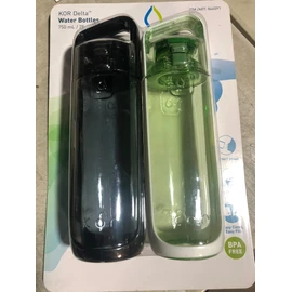 KOR Delta BPA Free Water Bottle, 750ml, 2 PACK, Green/Black