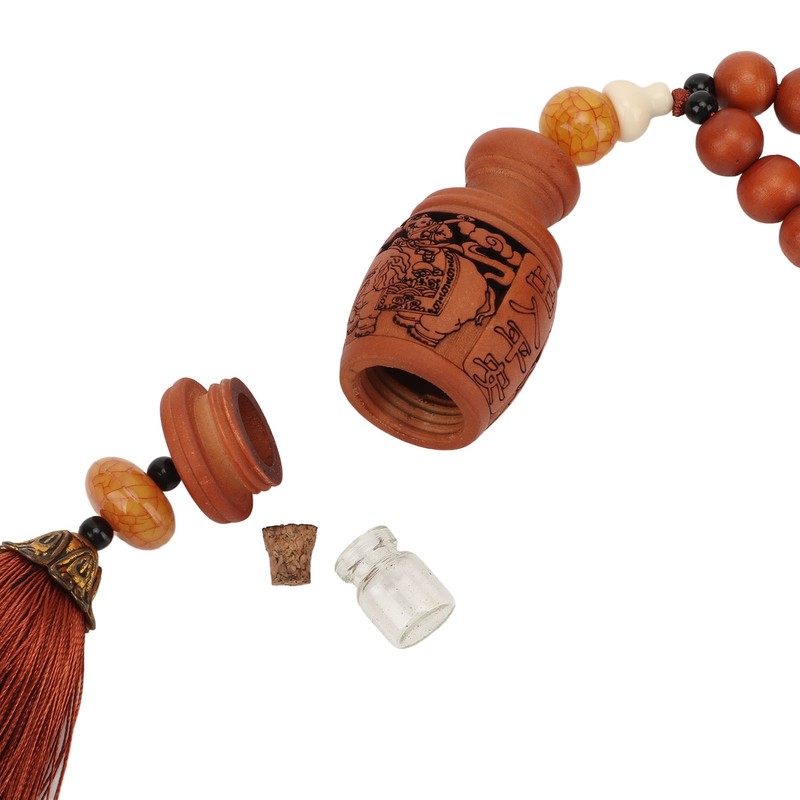 Wood Carved Amulet Pendant Peach Wood Detailed Carving Beautiful Safe