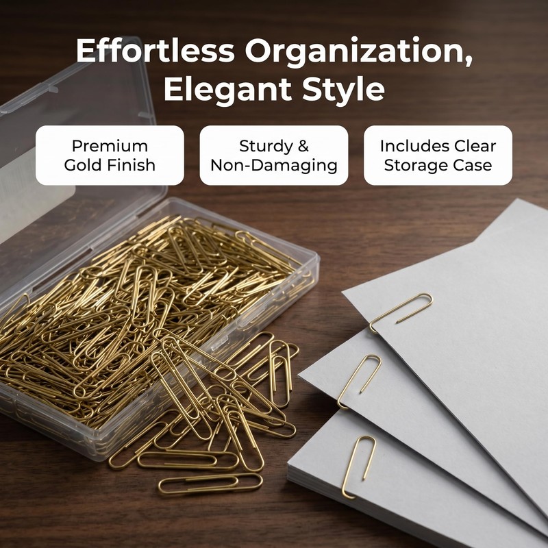 300 PCS Gold Paper Clips, Durable and Rustproof, Great for