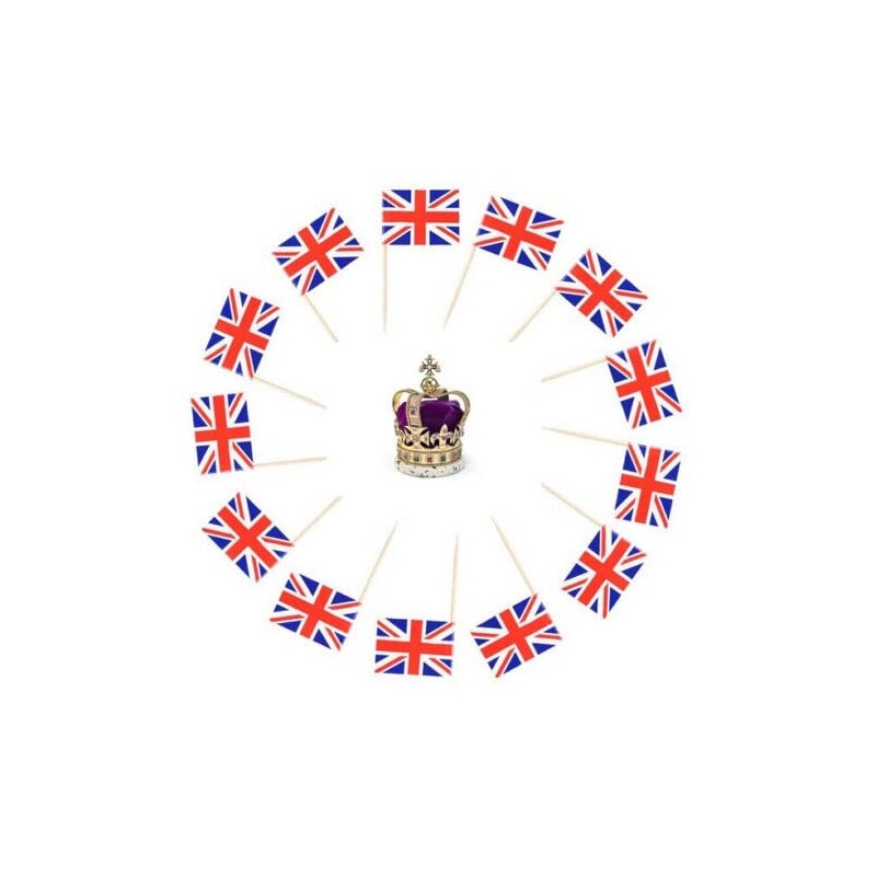 100pcs Mini UK Flags Union Jack Cocktail Sticks Cupcake Toppers