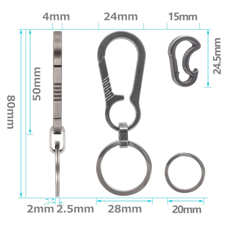 SODOI Titanium Carabiner Hook Key Chain, Small, Lightweight, Durable, Stylish,