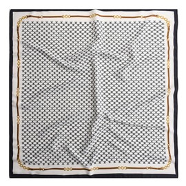 CODCOS Women's Square Silk Like Head Scarf Large 35 inch Silk Feeling Hair Wrapping Satin Scarves for Sleeping Bandanas Black White