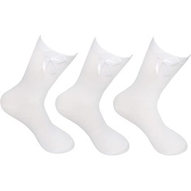 COSHAL® 3 Ankle Bow Girls socks Cotton school Socks with Fluffy Ribbons Bow, Back to School Socks Uniform Party Wear Comfort Socks Girls Bow over Ankle Kids School Socks Ankle Bow White 4-6