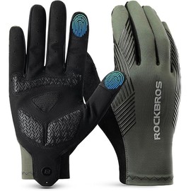 ROCKBROS Cycling Gloves Mountain Bike Gloves Anti-Slip Full Finger Bike Gloves SBR Pad Shock-Absorbing MTB Road Bike Gloves for Riding Running Hiking Outdoor Sports - Size: US XL = Asian XXL