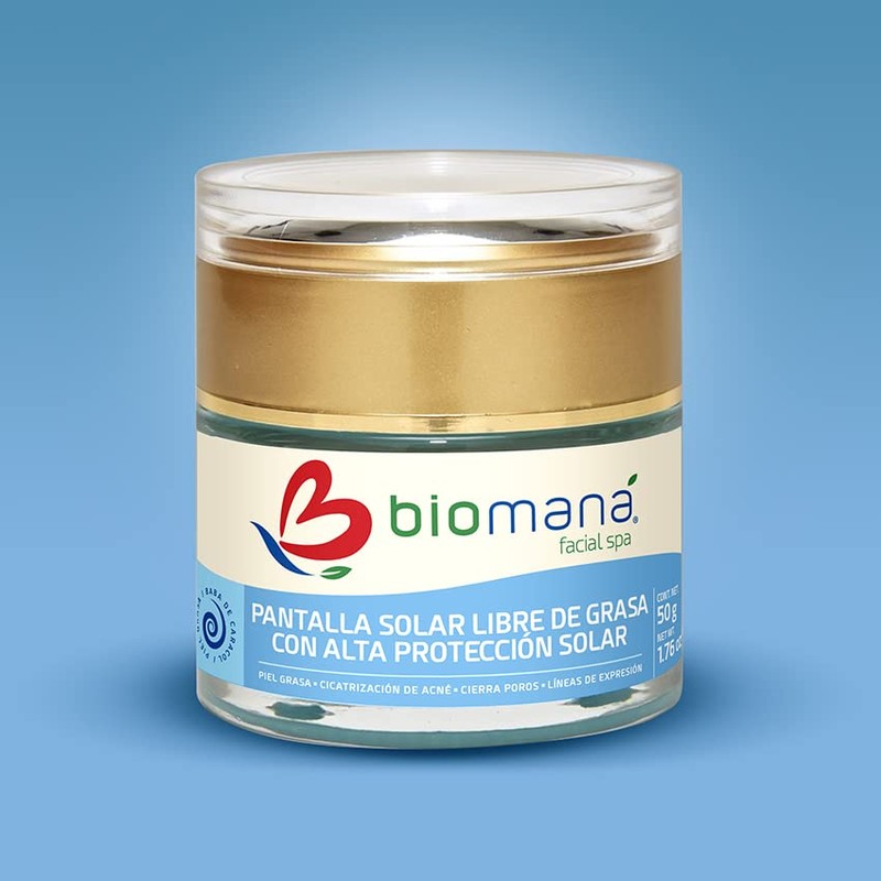 Biomaná Bloqueador Solar para cutis graso 50g FPS 90+ con