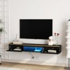 ZJMTOCYU Modern Floating TV Stand with LED Lights, Wall Mounted,