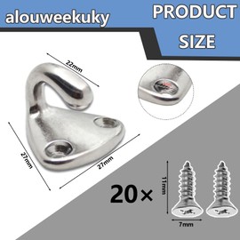 alouweekuky 10 pieces tarpaulin hooks, tarpaulin attachment trailer with 20 screws, 316 stainless steel mesh hooks for trailers, extremely durable and robust two-hole hooks for side wall