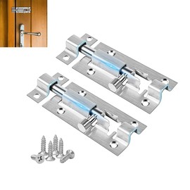 2 PCS 3 Inch (75mm) Door Lock,Bedroom Door Lock Stainless Steel Bolt Lock, Silver Door Latch Slide Bolts Lock with Screws, Door Bolt use for Bathroom Gate Shed Garden Toilet