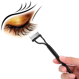 Peine para pestañas, Cepillo para cejas con rimel de aguja de acero, Cepillo para cejas para rizador con peine para pestañas,separador de pestañas rizador de pestañas