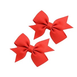 BOENBE LOVED Baby Hair Bows Clips Fully Lined Grosgrain Boutique Solid Ribbon Mini Bows for Girls Teens Infants Kids Toddlers Newborn 2pcs Colors in Pairs (red.)
