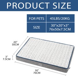 EMPSIGN Water-Repellent Dog Bed for Crate Pad Reversible Cool and Warm, Pet Beds with Washable and Removable Cover, Sleeping Mats for Large Medium Small Dogs