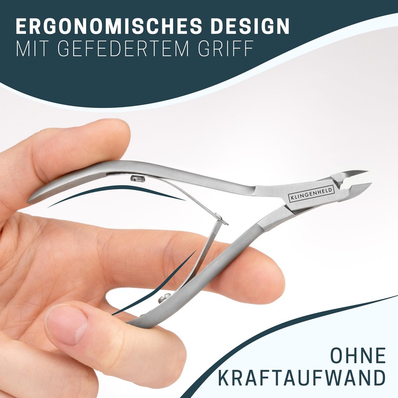 KLINGENHELD Precise Cuticle Nippers with Cuticle Pusher - Very Smooth