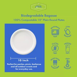 Urban Box Co 10-Inch Disposable Paper Plates, Heavy Duty, Compostable, 50 Count