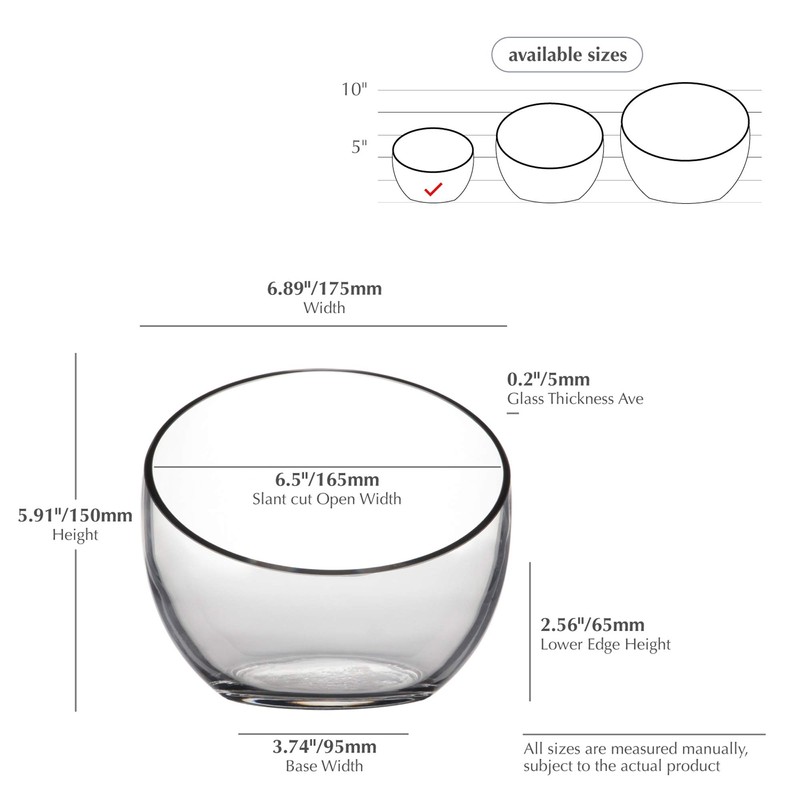 WGVI WGVI Clear Slant Cut Bowl Glass Vase, Glass Terrarium,