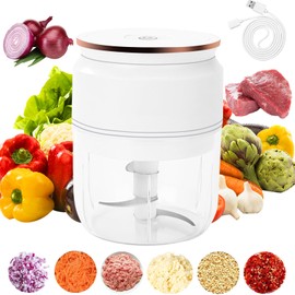 Onion Chopper, Electric Chopper, Electric Onion Cutter, Vegetable Chopper, Mixer, Multi-& Universal Chopper 300 ml Working Container with Charging Cable (White)