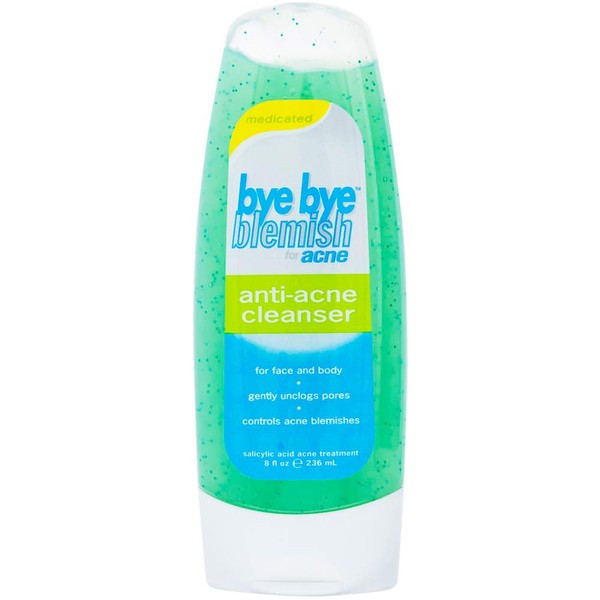 Bye Bye Blemish Anti-Acne Cleanser with Menthol, Gently Removes Oil and Impurities, Effective on Sensitive Skin, 8 oz