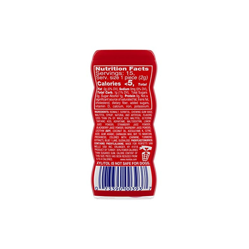 MENTOS SUGAR-FREE CHEWING GUM, TROPICAL RED FRUIT LIME, NON MELTING,