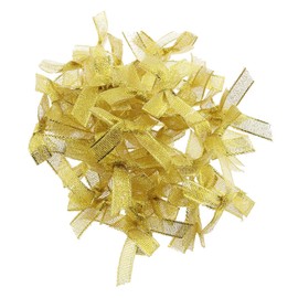E-outstanding Ribbon Bow 100PCS 4x4x1cm Satin Ribbon Craft Tied Bows for DIY Crafting Gold
