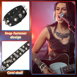 Punk Gothic Rocker Kit 6 Pcs 90s Punk Accessories Rocker Cosplay Set including 2 pcs Arm Fake Tattoo Sleeves Cover 2 Pcs Punk Chain PU Leather Bracelet Punk Bandanas Sunglasses 70s 80s 90s Heavy Metal