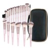 Set 22 Brochas De Maquillaje Profesional Con Cosmetiqueras Color Rosa