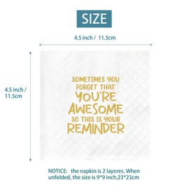 Joyiou Thank You Gifts Napkins, Inspirational Gifts for Women, Men, Coworker, Birthday Party Gift Supplies for Women, Best Friend, Daughter, Mom, Sometimes You Forget You are Awesome, 4.5x4.5In, 50Pcs