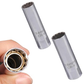 Bamyli Spark Plug Wrench 14 mm and 16 mm, Extra Thin-Walled Spark Plugs, Spark Plug Wrench Set Magnetic, 3/8 Inch Spark Plug Removal Tool for Cars, Motorcycles, 2 Sizes